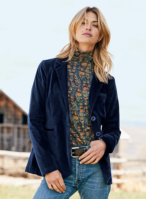 Peruvian Connection Hendricks Blazer Saphirblau Samt Gr. 22 NEU UVP 299£