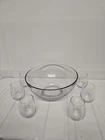 ANCHOR HOCKING 'Presence' 7 Pc Punch Bowl Set Service For 6 NEW In Original Box