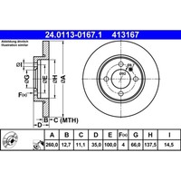 Bremsscheibe ATE 24.0113-0167.1 (2 Stk.) FüR BMW 3Er