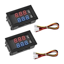 2 PCS 0.28" Digital Voltmeter Ammeter, DC 0-100V 10A 2 in 1 Volt Amp Meter 