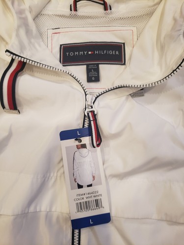 Tommy Hilfiger • Women's Windbreaker Hoodie Full-Zip Logo Jacket • White/L - Picture 4 of 6
