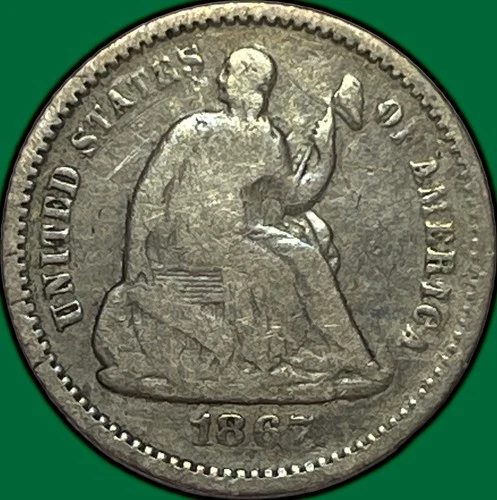 1867 Seated Liberty Half Dime Very Good VG Coin #29894