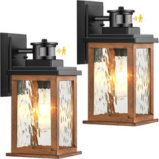 VIANIS V81012GR 2 Packs Dusk to Dawn Outdoor Lighting for House, Wood Grain