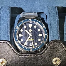 Zelos Mako Automatic Watch with Falcon's Eye Stone Dial