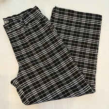 REWASH Plaid Pants Black / White Wide Leg Women Size Small EUC Stretchy Comfort
