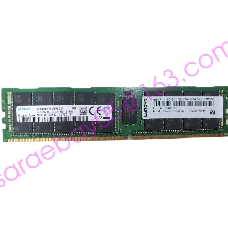 01KR356 4ZC7A08710 Lenovo/IBM 2RX4 64GB DDR4 PC4-2933Y RDIMM SR630 SR650 Memory - Image 2 of 4
