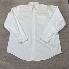 VTG Brooks Brothers Oxford Button Shirt 16.5 - 36 White Beige OCBD Mens Prep 90s