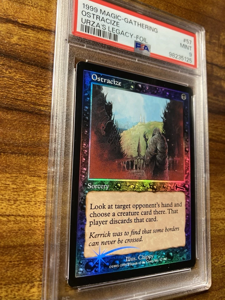 MTG✨OSTRACIZE FOIL✨Urza’s Legacy PSA 9 MINT Sorcery 1999 Chippy Art POP 1 ! - Image 3 of 4