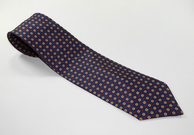 Men's St Michael Mark & Spencer NECKTIE Silk Tie Byzantine Pointillism Blue Red