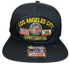 City Of Los Angeles Street Lighting Hat Black SnapBack With 2 Flags California