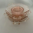 Pink Depression Glass Octagonal 7” Plates w/Handles Set Of 6