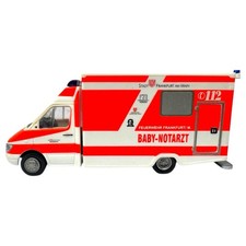 RIETZE BABY-NOTARZT Frankfurt - Mercedes 1:87 H0 Modellauto INKgrafiX TOYS A