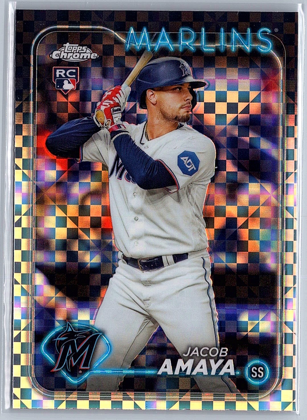 2024 Topps Chrome Jacob Amaya #92 X-Fractors Miami Marlins