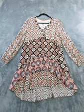 Anthropologie Dress Womens Small Mosaic Print Ruffle Tiered Long Sleeve Boho