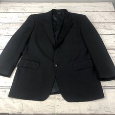 Jos. A. Bank Mens Blazer Box Plaid Black 2 Button Wool  Cashmere Blend 42R