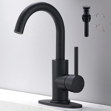 Matte Black Single Handle Bathroom Sink Faucet, 360  Swivel Spout Bar Sink Fa...