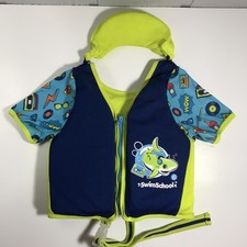 SwimSchool Kids Deluxe Swim Vest Flotation Aid Ages 4-6 50lbs UPF 50 Shark