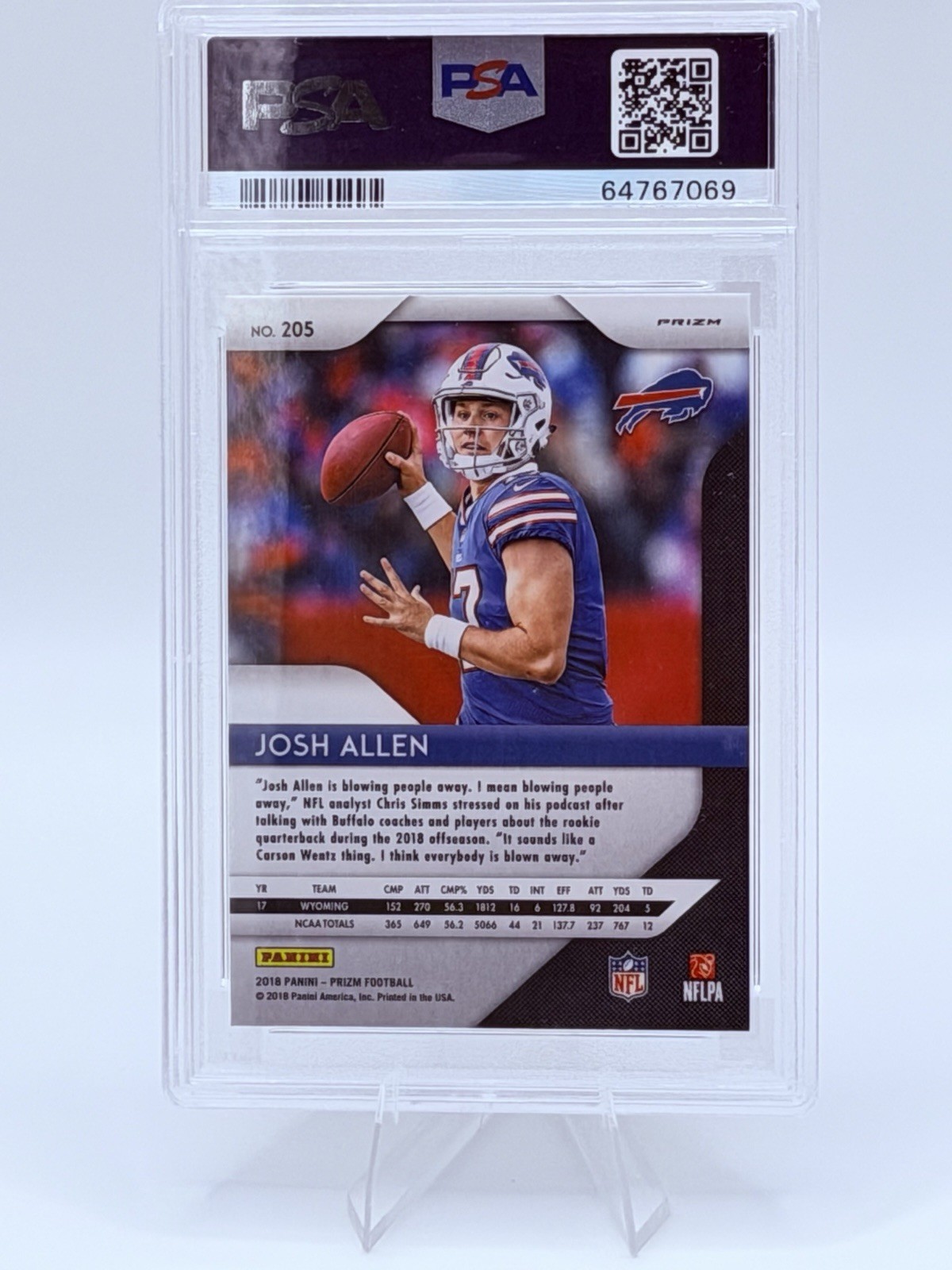 Josh Allen RC - 2018 Panini Prizm Red White & Blue PSA 9 MINT view 2