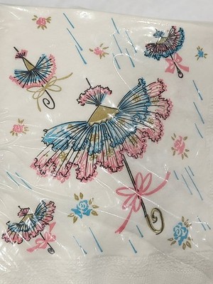 Vintage NOS Paper Shower Umbrella Napkins Party or Craft Crafting Made in USA