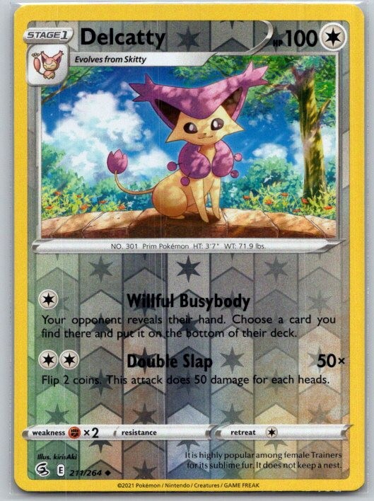 Delcatty 211/264 Uncommon Fusion Strike Pokemon Reverse Holo Near Mint