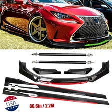 Front Bumper Lip Spoiler Splitter Side Skirt Glossy Black For Lexus ES250 ES300