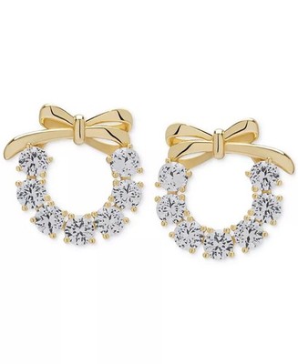 White Sapphire Christmas Wreath Stud Earrings (4-3/4 ct.t.w.) in 14k Gold-Plated