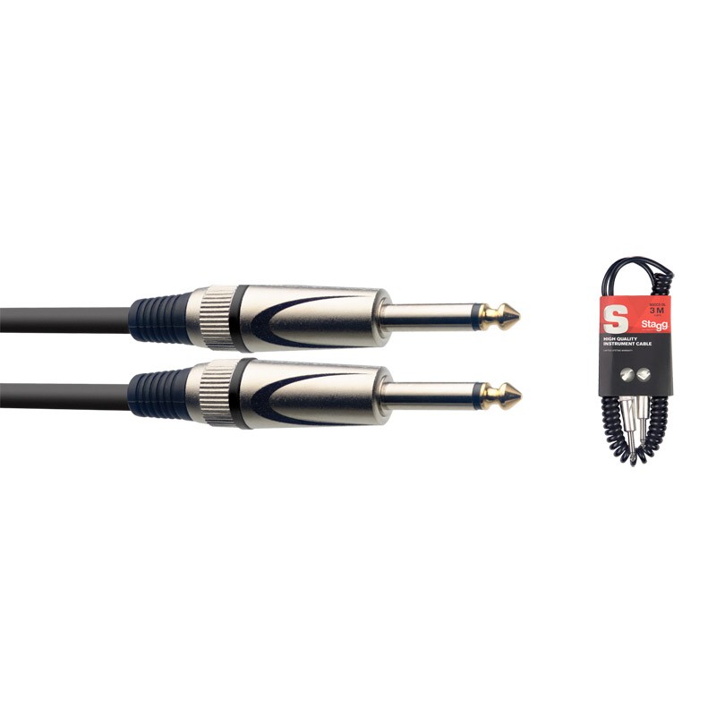 Stagg SGCC6 DL 6m/20ft IUnbalanced Coiled Jack to Jack Instrument Cable (NEW)