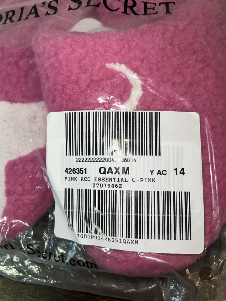 NEW! Victoria's Secret Fuzzy PINK Dog Slippers Slides - Pink & White Size M - Image 3 of 4