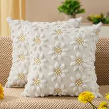18x18 Spring Summer Pillow Covers Set of 2 Yellow Sunflower Heart Plush