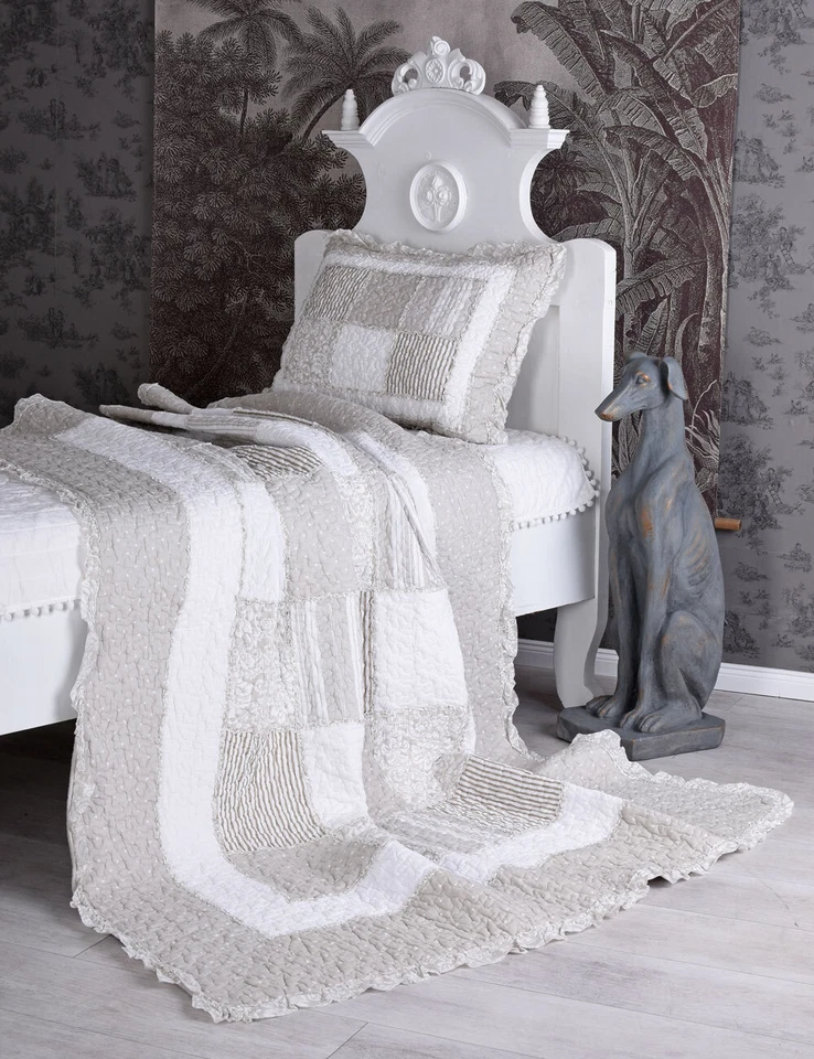 Quilt Decke Patchwork Tagesdecke Plaid Landhaus Überwurf Kuscheldecke Sofadecke - Bild 2 von 4