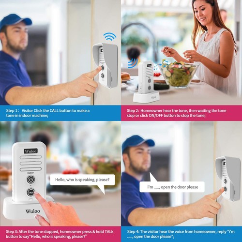 Wuloo 2640ft Wireless Doorbell Rechargeable Intercoms Door Bell Chimes - Picture 2 of 75