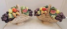 Anart Collection Fruit Basket Porcelain/ceramic Vase Bowl Grapes Braided MCM (2)