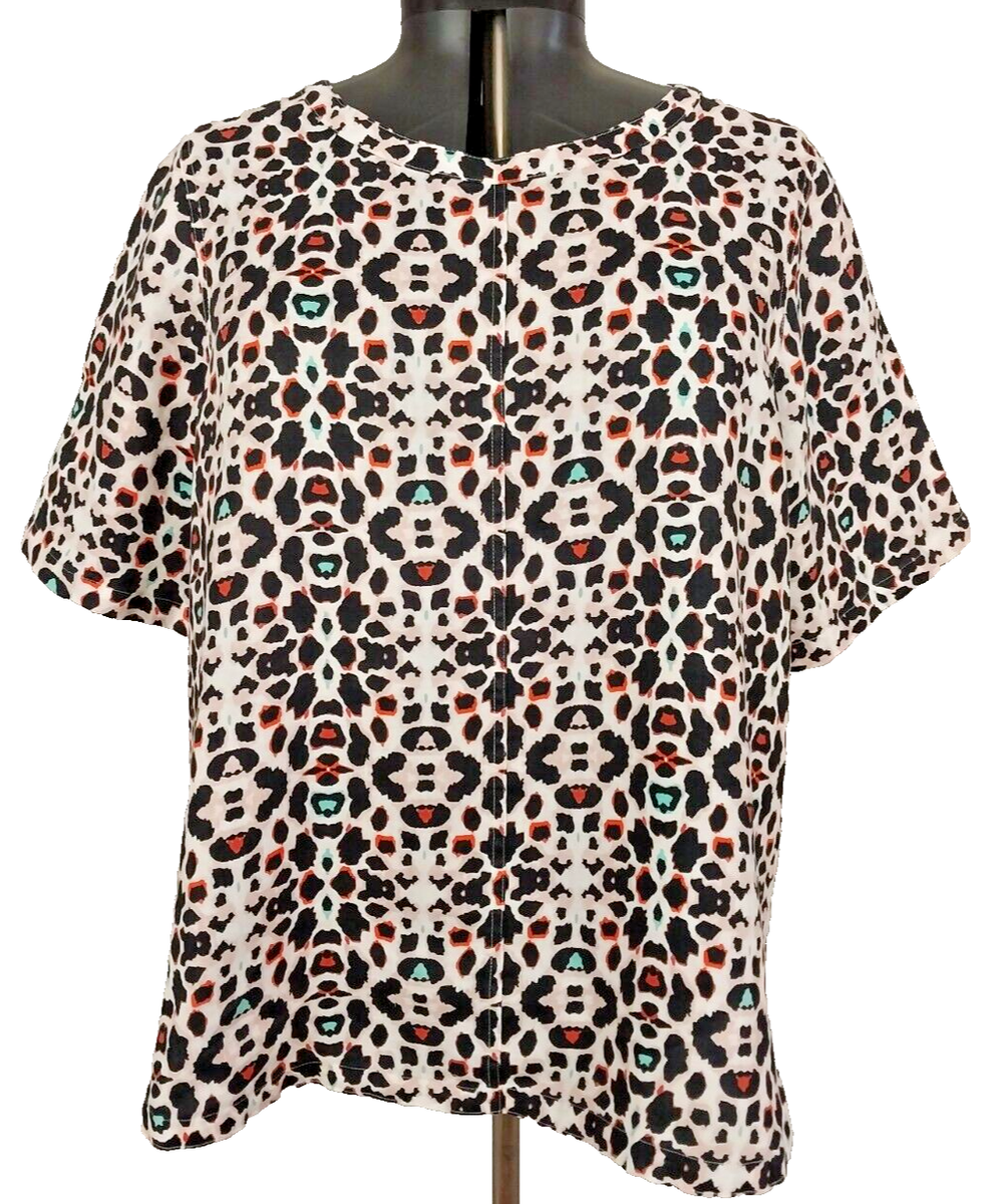 Marks Spencer Size AU 22 White Black Mint Orange Linen Leopard