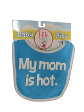 Bbay Bibz Light Blue baby bib. "My Mom is Hot" NEW