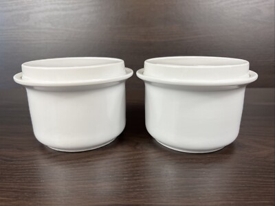 Nice Pair Seltmann Weiden Bavaria White Covered Crock Small Canisters