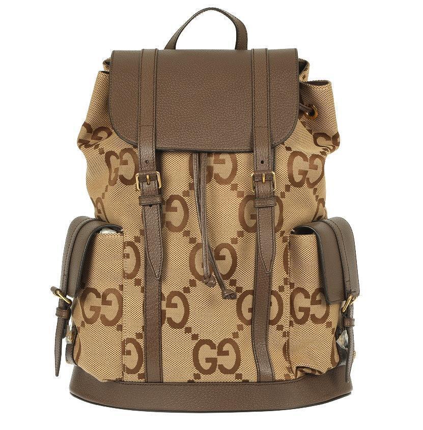 NEW GUCCI JUMBO GG CANVAS WED LOGO BACKPACK BAG