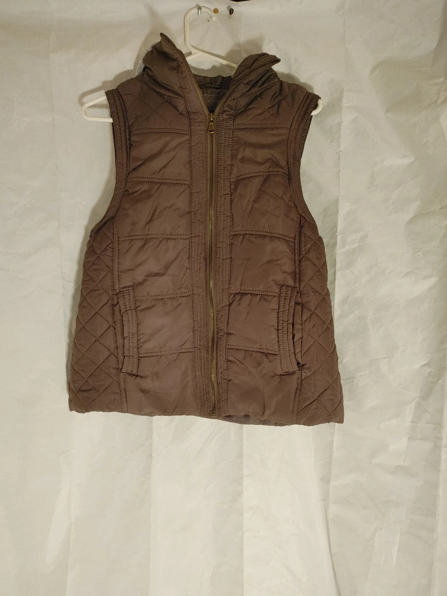 Puffer Vest Rue 21 Mens Zip Up Brown with Hoodie Size XL