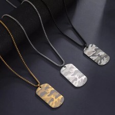 Collana catena ciondolo medaglia militare mimetico in acciaio da uomo hip hop