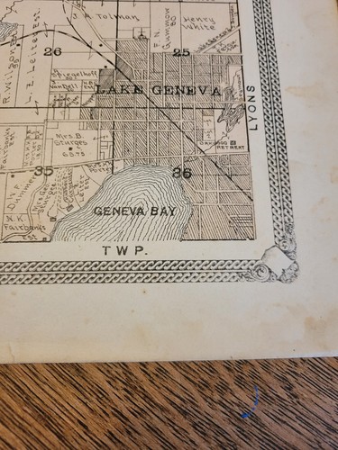 Vintage 1907 Atlas Plat Map ~ Geneva Township Walworth County Wisconsin #27 - Picture 4 of 8