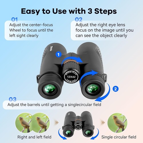 Versatile 12x42 Binoculars for Bird Watching, Hunting & Outdoor Adventures - Picture 6 of 10
