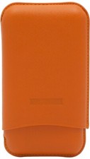 MARTIN WESS DANTE 3 ROBUSTO CIGAR CASE - ORANGE COWHIDE/ GOATSKIN LEATHER * NEW*