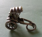 Vintage Silver Mechanical Rickshaw Carriage/ Buggy Charm - Wheels Turn! — photo 5