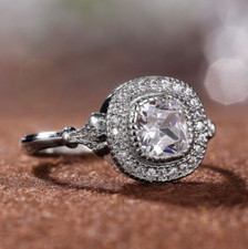 Geometrics Art Deco Ring 2CT CZ Women Valentine Gifts Ring 925 Silver Plated