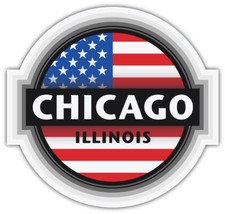 Chicago City Illinois USA State Flag Emblem Car Bumper Sticker Decal "SIZES"