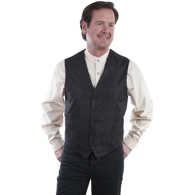 Scully Men's Classic Paisley Black Western Vest RW093NBLK eBay