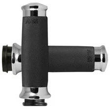 Avon Custom Contour Chrome/Black Throttle by Wire Grips (CC-85-CH-FLY)