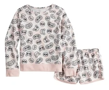 SO Girls 2-piece Terry Lounge Sleepwear Set Koala Top/Shorts Size 8 New