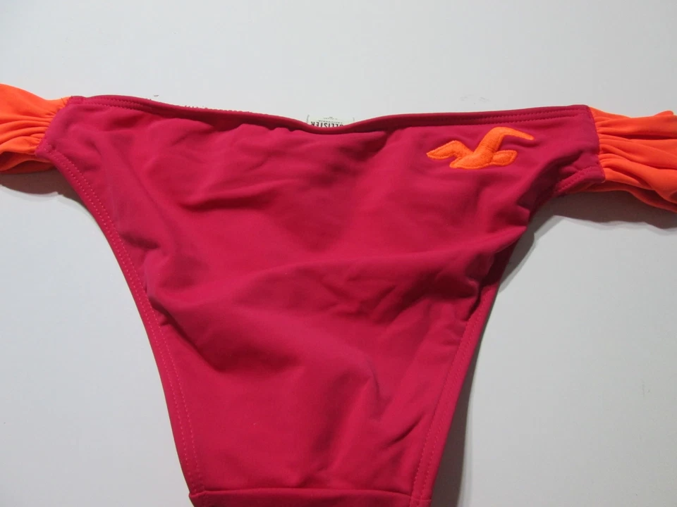 Parte inferior de bikini Hollister para mujer talla S rojo/naranja descarado acanalado lateral traje de baño Foto 2 de 4