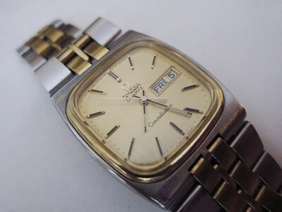 RARE Vintage Omega Constellation Quartz Day Date Two Tone Yellow