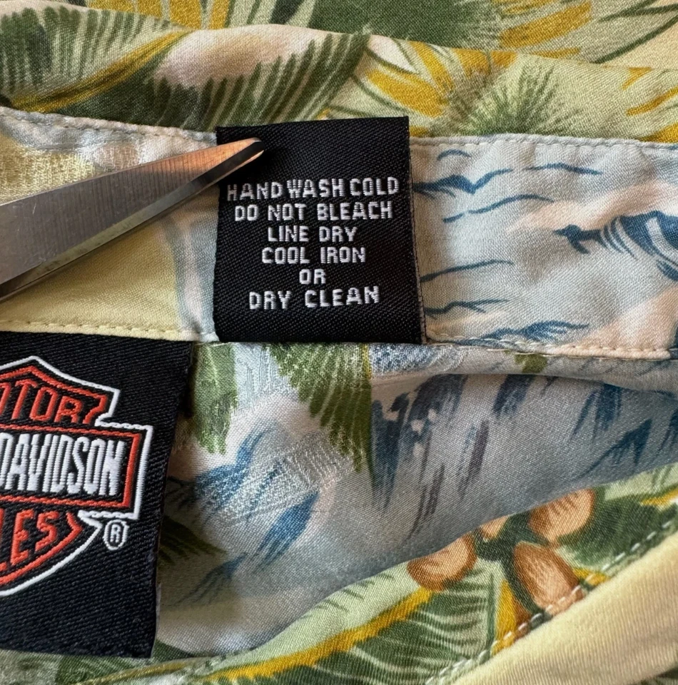 Camisa hawaiana Harley Davidson x Tori Richards de colección para mujer XL 100 % seda motociclista Foto 4 de 4